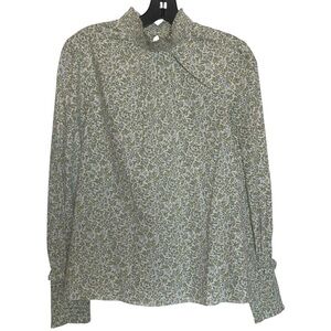 Tuckernuck Hyacinth House‎ Sage Floral Modoc High Neck Size S Farmhouse Cottage